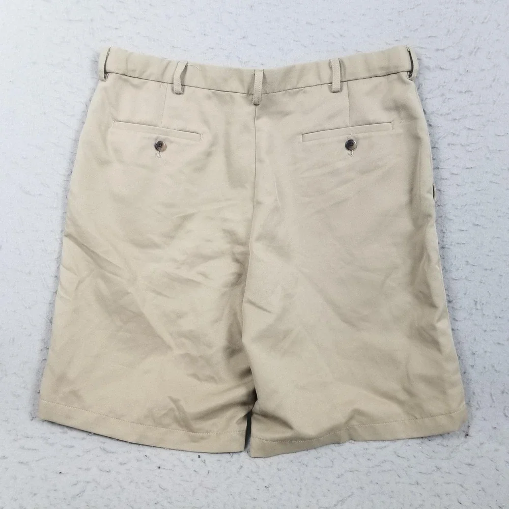 Haggar Shorts Mens 38 Beige Chino Polyester Microfiber‎ 10 Inseam Casual Summer